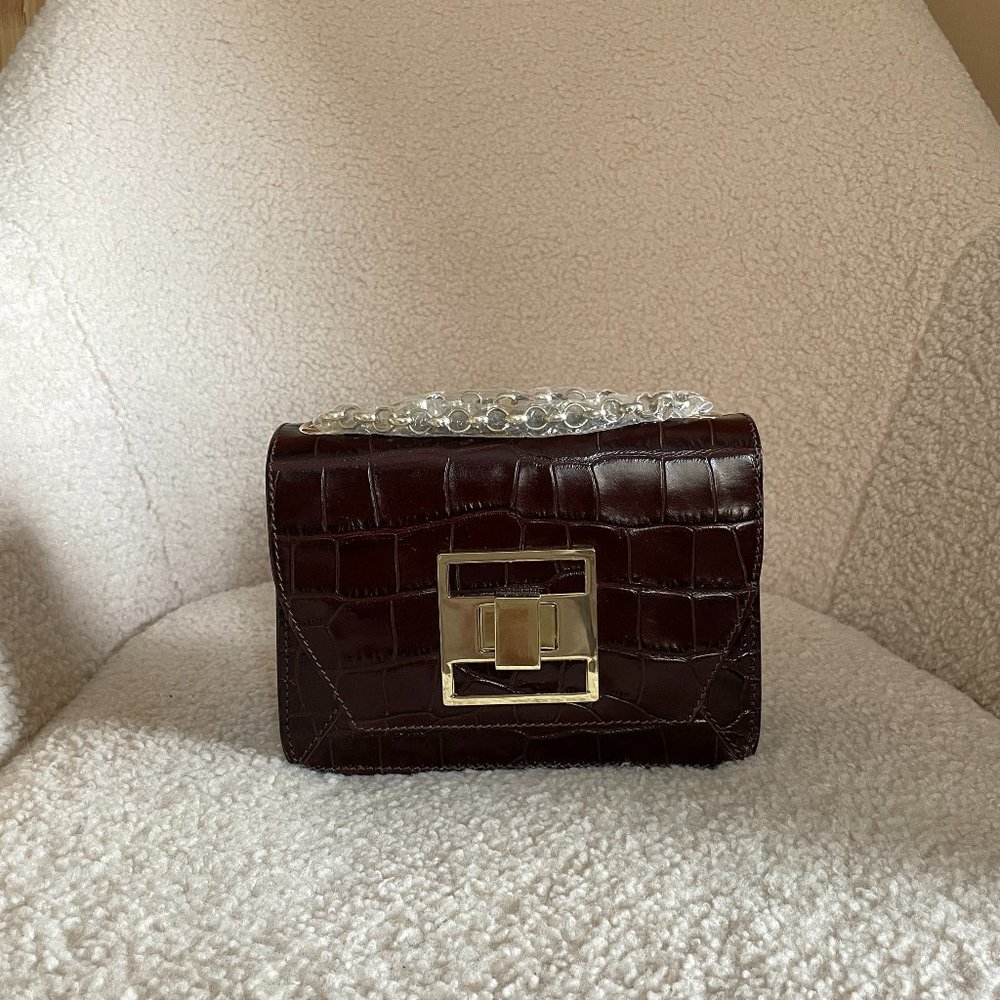 Sondra Roberts Faux Crocodile Embossed Crossbody Brown Bag NWT